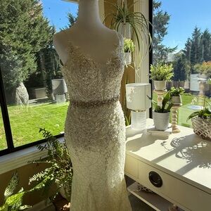 Mac Duggal Elegant Cream Wedding Dress
